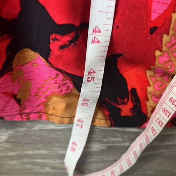 NEW J Crew Luxurious Red Gold Burgundy Palm Faux Wrap Midi Dress - Picture 13 of 13